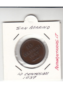 1937 10 Centesimi Rame San Marino Spl